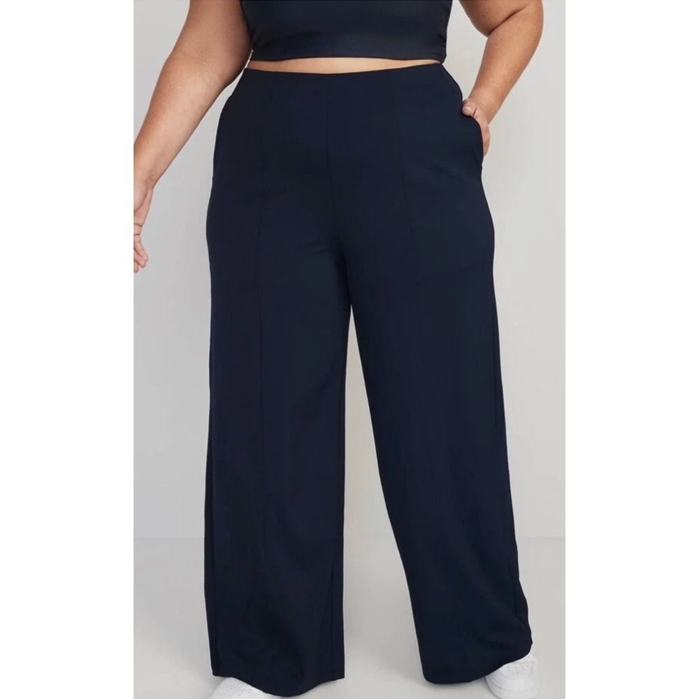 Old Navy‎ Power Soft Go Dry XL High Waisted PowerSoft Wide Leg Pants Navy Blue